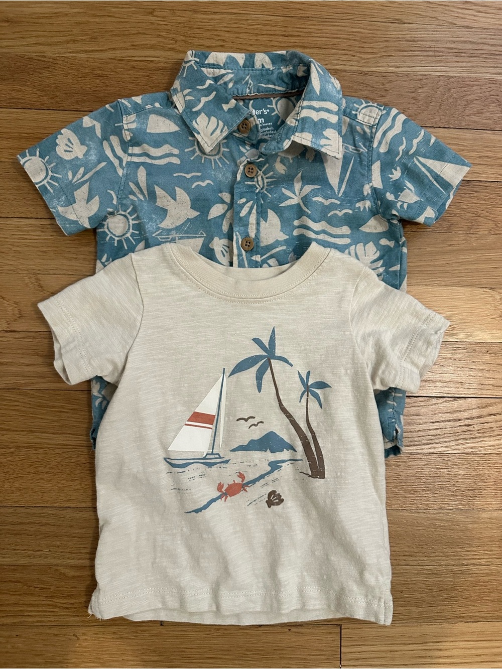 Carter's Beach Graphic Tee & Printed Hawaiian Shirt Set